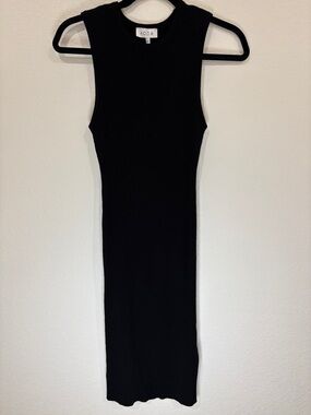 ACOA Black Ribbed Sleeveless Midi Dress